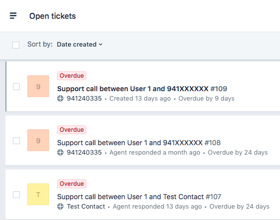 Freshdesk call list