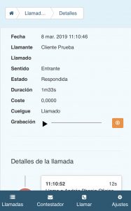 Detalle de grabación de llamada. Monema.es
