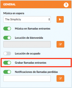 Grabación de llamadas entrantes. Monema.es