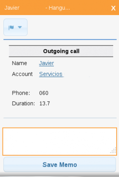 SugarCRM call popup