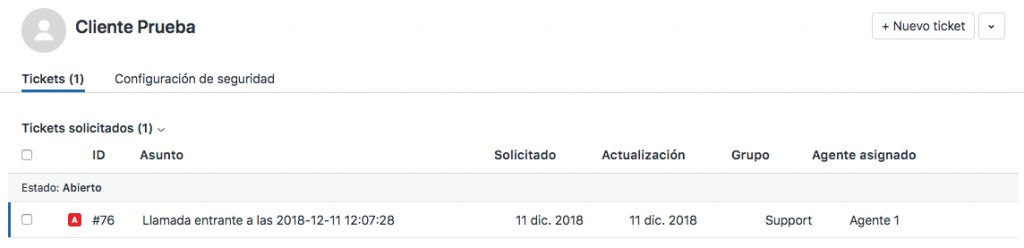 Zendesk call list