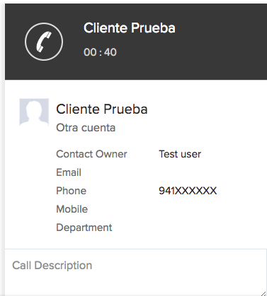 Zoho CRM call popup